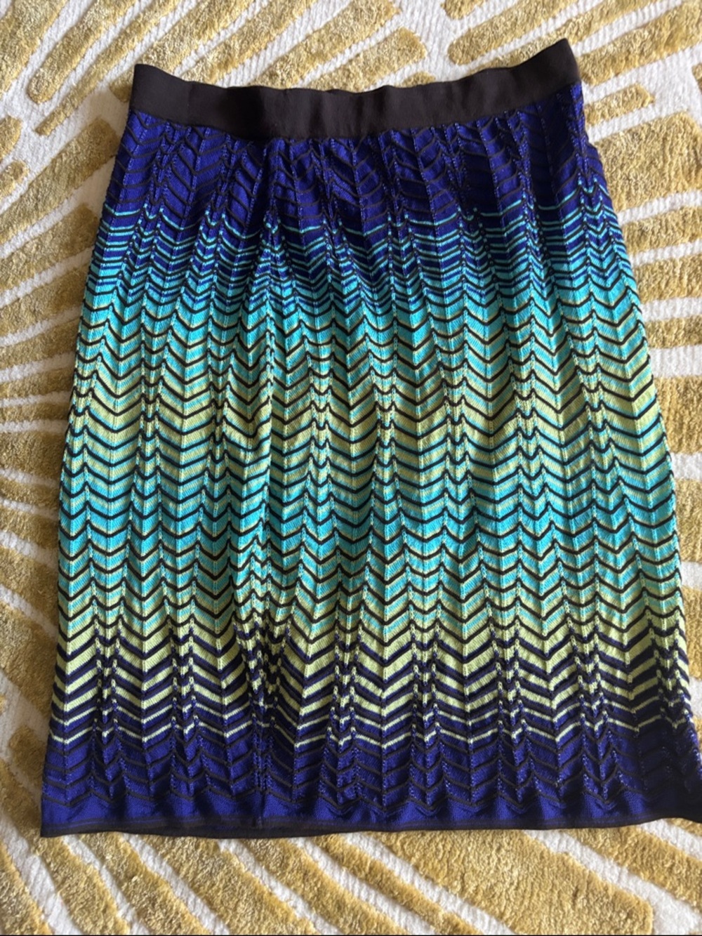 Missoni blue, Teal and Aqua Ombre chevron Knit Midi Skirt sz 46